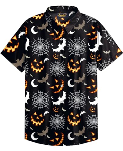 Mainfini Halloween Herren 3D Druck Cartoon Motiven Kostüm T-Shirt Skelett Lustig Poloshirt Freizeithemd B5 XL von Mainfini