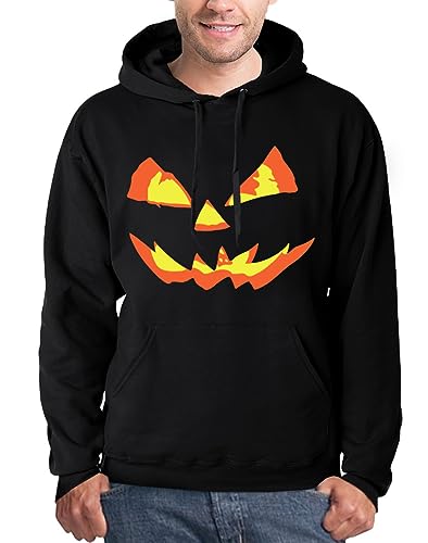 Mainfini Halloween Herren Lustig Casual Hoodie Sweatshirt Pulli Skelett Kapuzenpullover Schwarz-Kürbis A2 XL von Mainfini