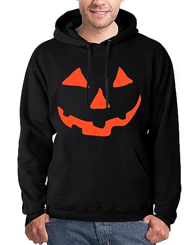 Mainfini Halloween Herren Pumpkin Hässlich Hoodie Skelett Pulli Sweatshirt Kapuzenpullover Schwarz-Kürbis A1 M von Mainfini