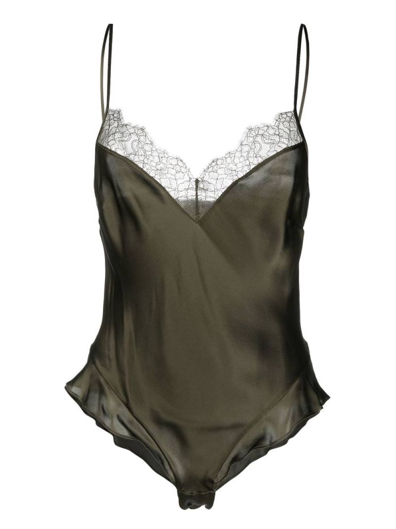 Maison Close Camisole-Seidentop mit Spitzenbesatz - Grün von Maison Close