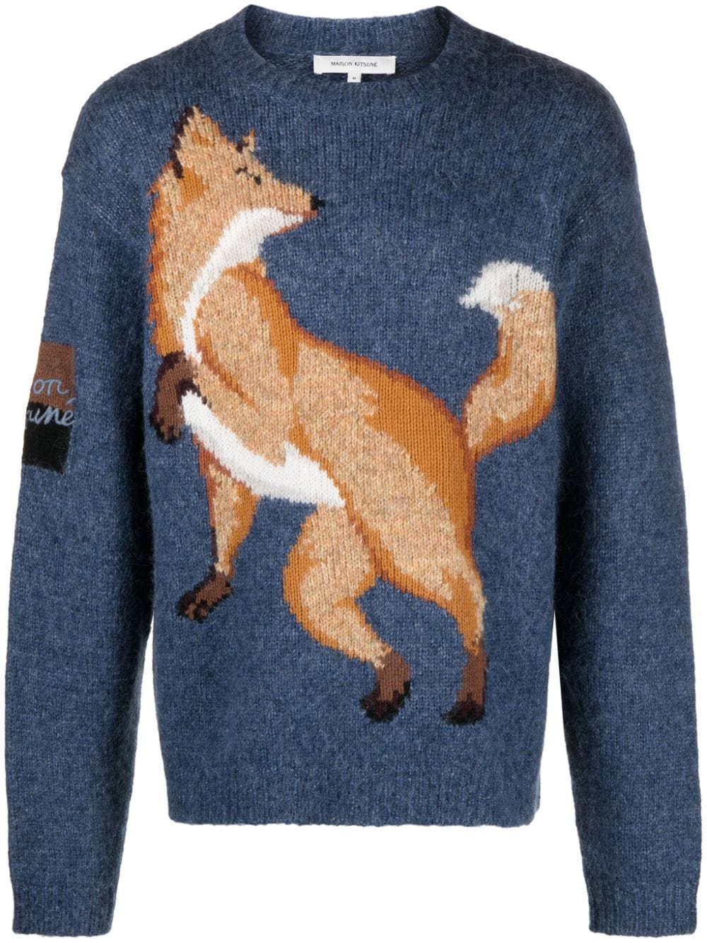 Maison Kitsuné Bestickter Pullover mit Fuchs-Intarsie - Blau von Maison Kitsuné