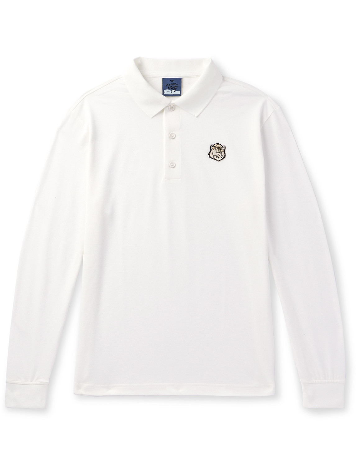 Maison Kitsuné - Logo-Appliquéd Cotton-Blend Piqué Polo Shirt - Men - White - L von Maison Kitsuné