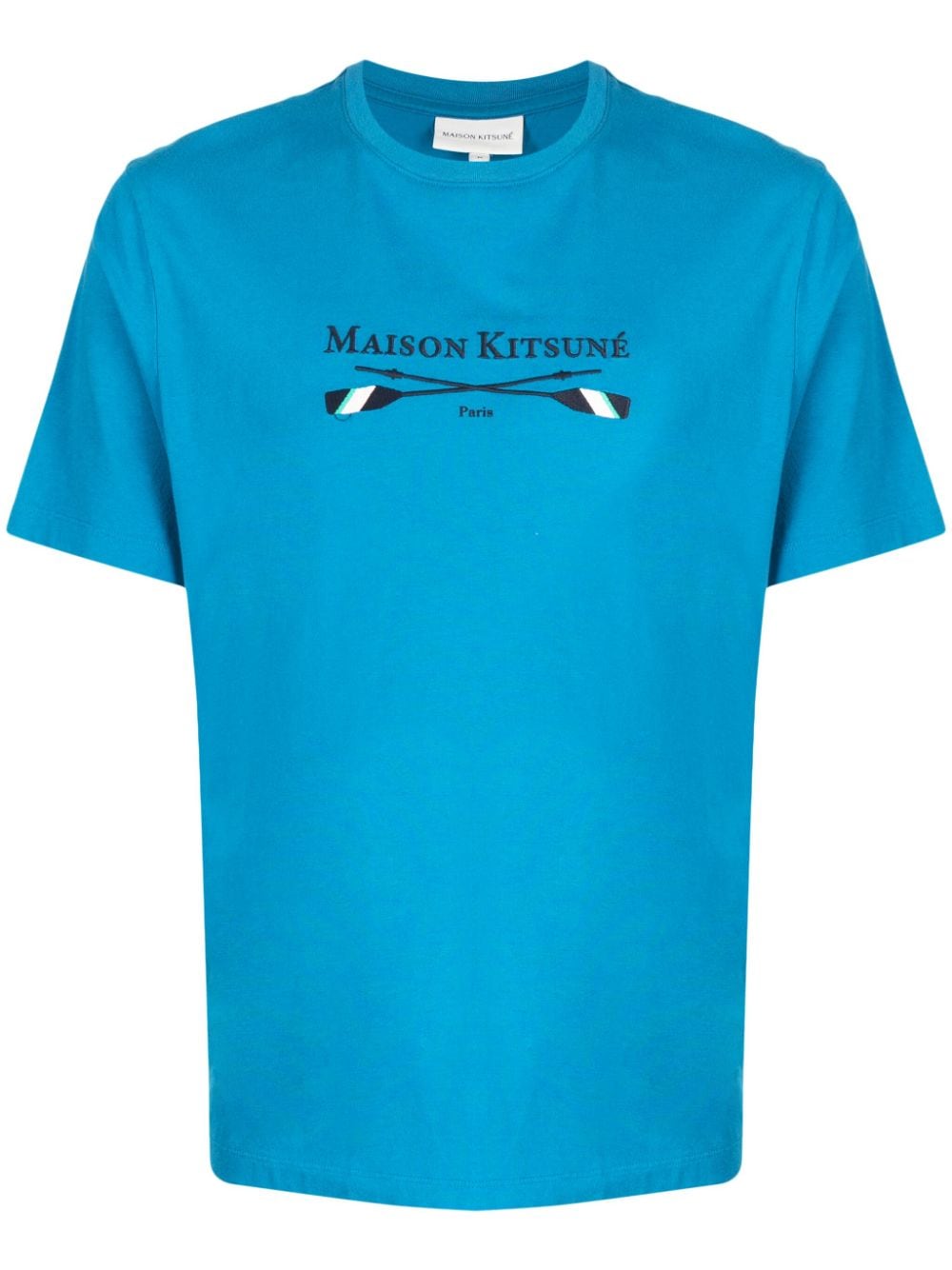 Maison Kitsuné T-Shirt mit Logo-Stickerei - Blau von Maison Kitsuné