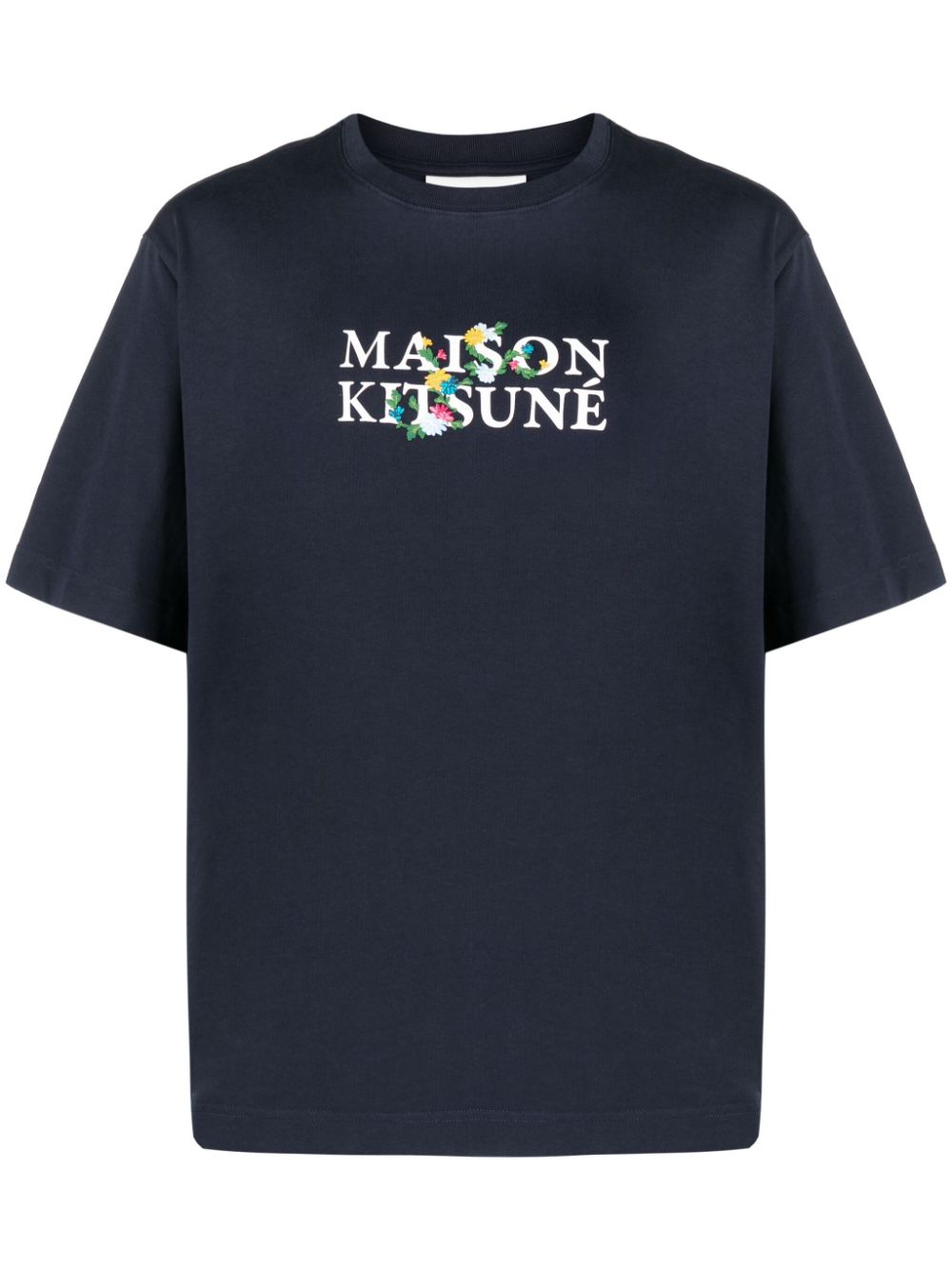 Maison Kitsuné T-Shirt mit Logo-Stickerei - Blau von Maison Kitsuné