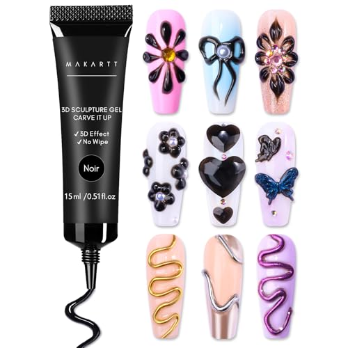 Makartt 3D Skulptur Nagel Gel - 15g Schwarz Multifunktionell Rhinestone Glue, Aufbaugel No Wipe für Nail Art, Carving und DIY Nageldesign Sculpting Nagelmodellage Makartt 3D Skulptur Nagel Gel - 15g Schwarz Multifunktionell Rhinestone Glue, Aufbaugel No Wipe für Nail Art, Carving und DIY Nageldesign Sculpting Nagelmodellage von Makartt