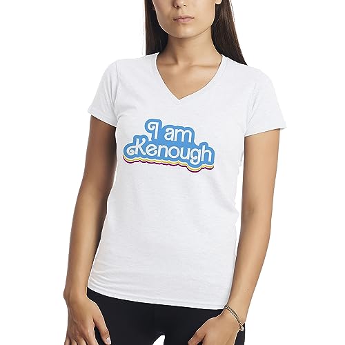 I am Kenough New Trending by Ryan Damen V-Ausschnitt Weißes T-Shirt Size L von Makdi