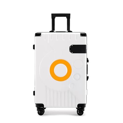 MalUan 2023 Reise-Spinnergepäck 20/22/24/26 Zoll Rollkoffer mit Aluminiumrahmen for Damen, modischer Trolley-Koffer, Business-Boarding-Box (Color : White, Size : 20 inch) von MalUan