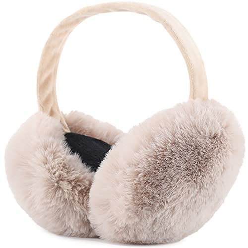 Beige Winter Warme Ohrenschützer Ohrenwärmer für Damen Herren Plüsch Ohrenschützer Faltbar Abnehmbar Ski Outdoor Earmuffs von Malaxlx