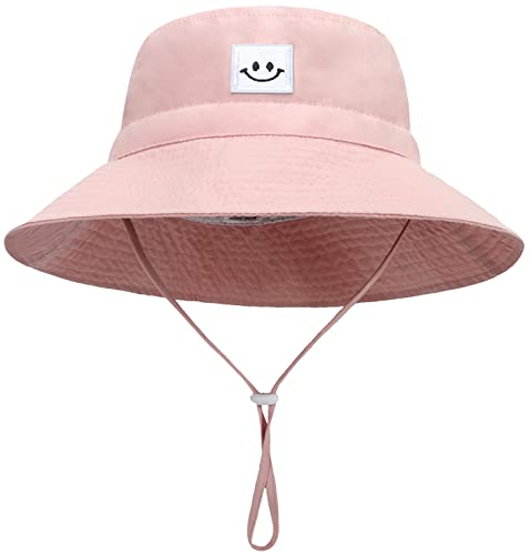 Malaxlx Baby Sonnenhut Lächeln Gesicht Rosa Fischerhut Kleinkind Bucket Hat Strandhut UV Schutz Draussenhut Anglerhut Sommerhut für 6-24 Monate Mädchen Jungen von Malaxlx