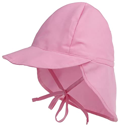 Malaxlx Kleinkind Sonnenhut Rosa Sommermütze Kinder Schirmmütze mit Nackenschutz und Bindebändern Mütze Flapper UV Schutz Strand Hut für 2-5 Jahre Mädchen Jungen von Malaxlx