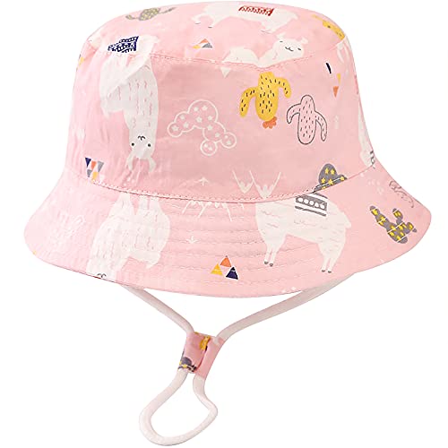 Malaxlx Unisex Baby Sonnenhut Alpaka Rosa Fischerhut Säugling Sommerhut für 6-12 Monate Mädchen Jungen von Malaxlx