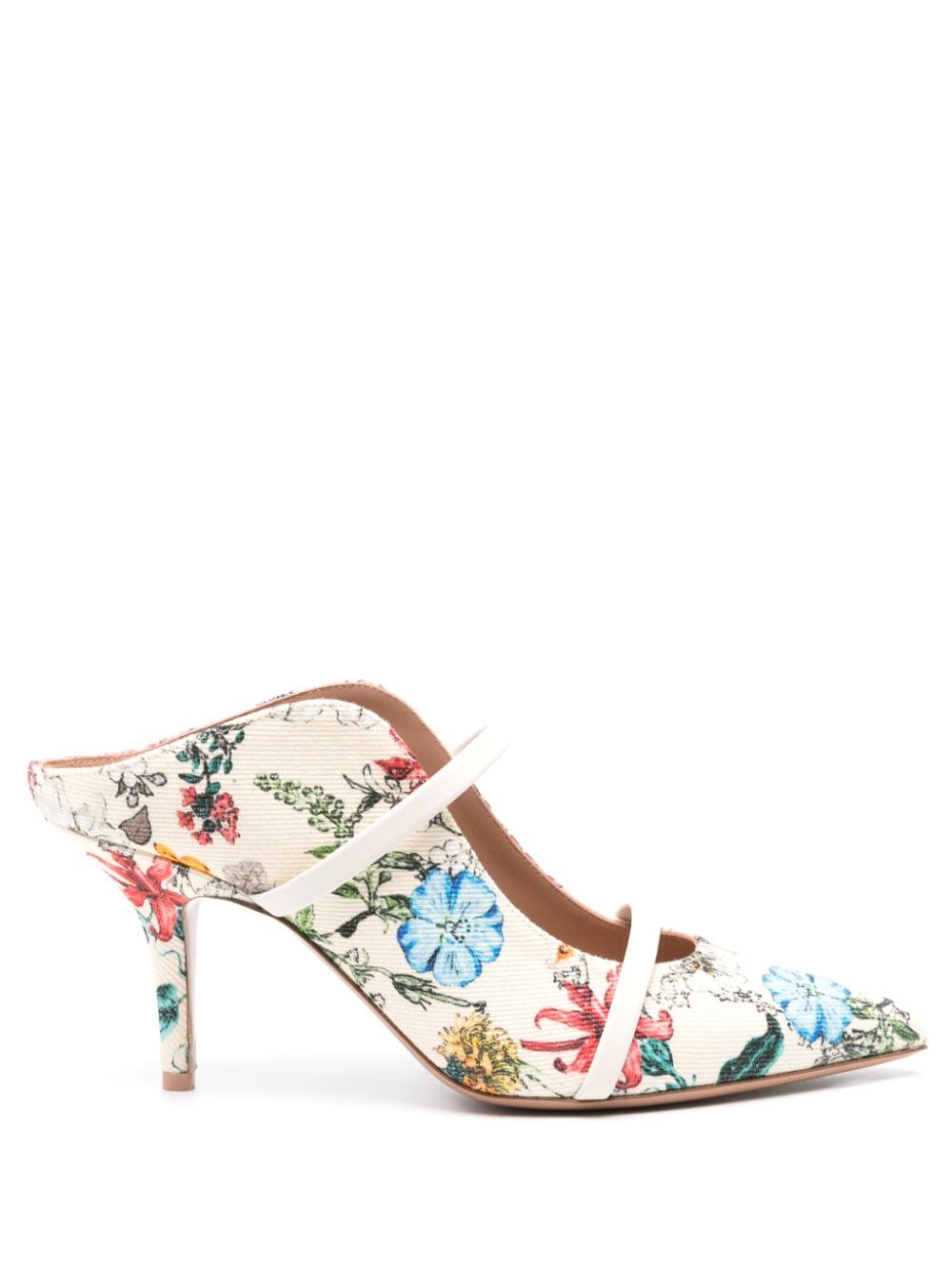 Malone Souliers Maureen Mules mit Blumen-Print 70mm - Nude von Malone Souliers