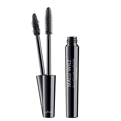 Malu Wilz 2IN1 Volume & Length Mascara schwarz 8ml I Wimperntusche lange Wimpern I Build-up Effekt für audrucksstarkes Wimpernvolumen I Individuelle Looks von Malu Wilz