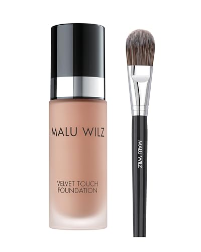 Malu Wilz Bundle Velvet Touch 07 + Make up Brush I Skincare Creme Make up für makellosen Teint 30ml I Kaschiert Unebenheiten, Augenringe, Fältchen von Malu Wilz