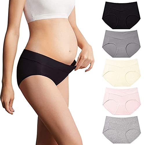 Mama Cotton Women's Under The Bump Maternity Panties Pregnancy Postpartum Maternity Underwear (Color-Multicolor-A 5 Pack, Size-L) von Mama Cotton