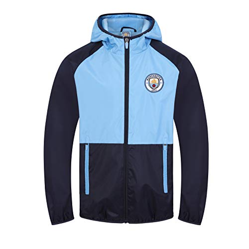 Manchester City FC - Herren Wind- und Regenjacke - Offizielles Merchandise - Geschenk für Fußballfans - Dunkelblau & Hellblau - L von Manchester City FC