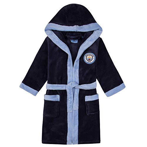 Manchester City FC - Jungen Fleece-Bademantel mit Kapuze - Offizielles Merchandise - Geschenk für Fußballfans - Dunkelblau - 13-14 Jahre von Manchester City FC