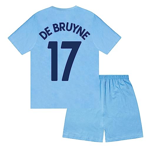 Manchester City FC - Jungen Schlafanzug-Shorty - Offizielles Merchandise - Geschenk für Fußballfans - Dunkelblau - De Bruyne 17-8-9 Jahre von Manchester City FC