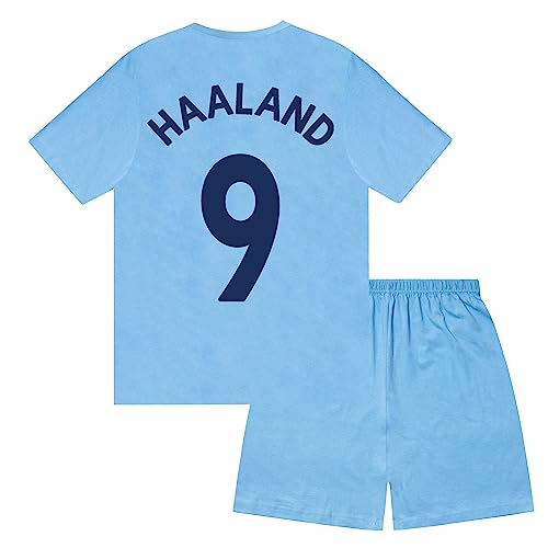 Manchester City FC - Jungen Schlafanzug-Shorty - Offizielles Merchandise - Geschenk für Fußballfans - Dunkelblau Haaland 9-10-11 Jahre von Manchester City FC