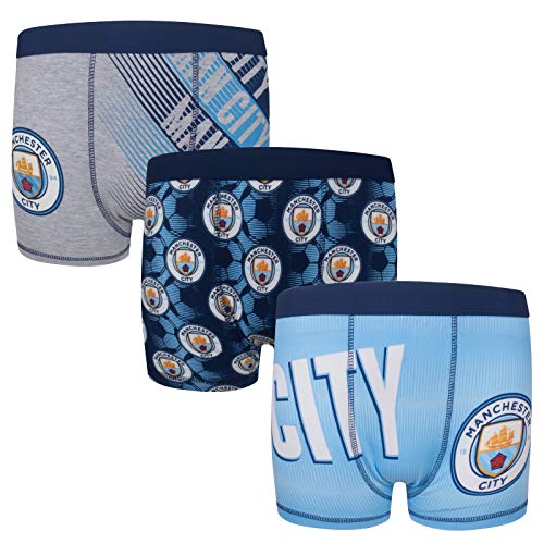 Manchester City FC - Jungen Boxershorts mit Vereinswappen - Offizielles Merchandise - Geschenk für Fußballfans - 3 Stück - 11-12 Jahre von Manchester City FC