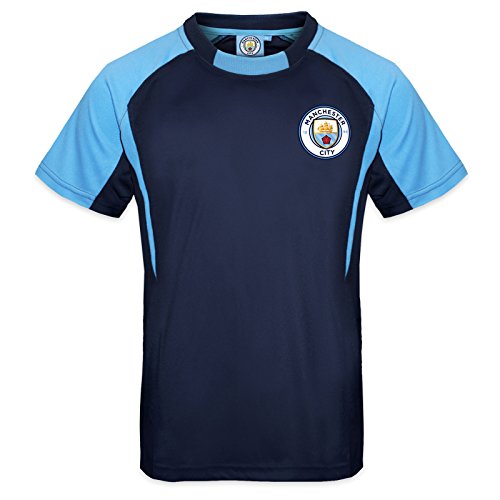 Manchester City FC Offizielles Kinder-Fußball-T-Shirt aus Polyester, Geschenk für Jungen Gr. 12-13 Jahre, Navy Blue Crest von Manchester City FC