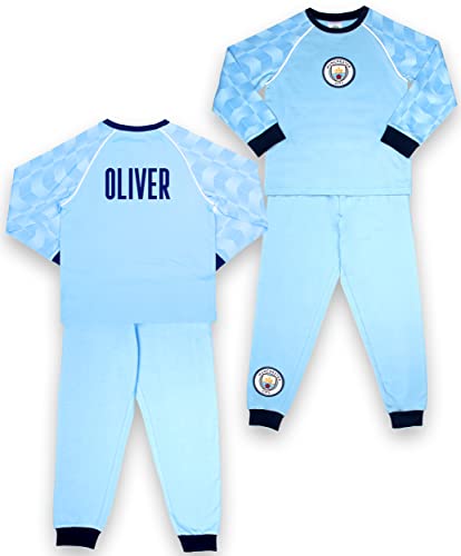 Manchester City FC – Personalisierter Kinder-Schlafanzug – Hellblauer Langarm-Schlafanzug – 100% Baumwolle – Offizieller Manchester City FC Merchandise, hellblau, 134 von Manchester City FC