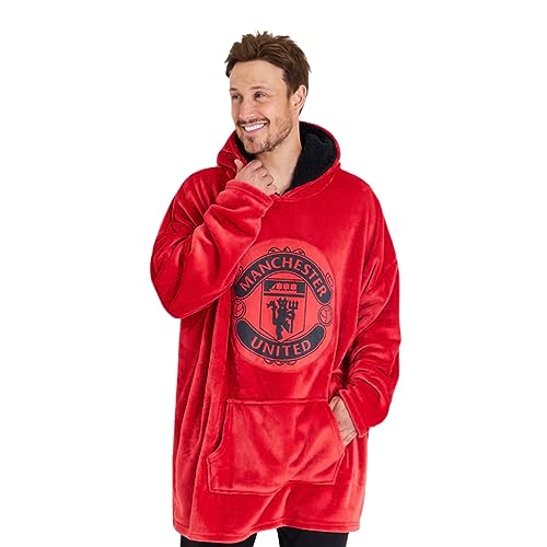 Manchester United F.C. Herren Hoodie Decke, Kapuzenpullover mit Kängurutasche (Rot) von Manchester United