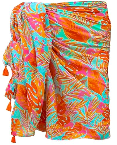 Mandala Life ART Strandtuch Baumwolle Damen Mit Quasten Groß Strand Strandtuch Wickeltuch Wickelrock Strandrock Tapisserie Wickeltuch Bikini Cover Up Tuch Für Badeanzug Orange von Mandala Life ART