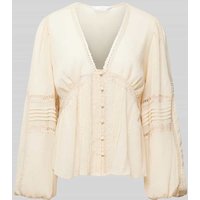 Mango Bluse mit durchgehender Knopfleiste Modell 'DIANA' in Beige, Größe L von Mango