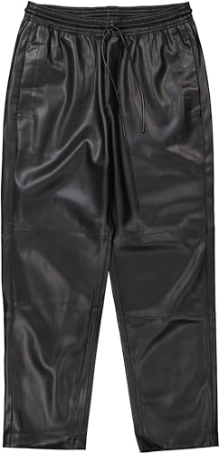 Mango Damen Hose aus Kunstleder High Waist Apple schwarz (DE/NL/SE/PL, Alphanumerisch, M, Regular, Regular) von Mango