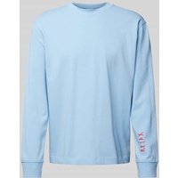 Mango Longsleeve mit Label-Print in Blau, Größe L von Mango