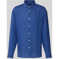 Mango Regular Fit Leinenhemd mit Kentkragen Modell 'AVISPAG' in Jeansblau, Größe XS von Mango