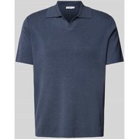 Mango Regular Fit Poloshirt mit V-Ausschnitt in Blau, Größe S von Mango