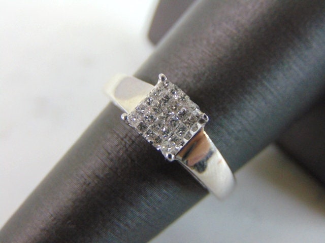 Damen Vintage Estate 10K Weißgold Diamant Ring 2.6G E2373 von MannysJewelry