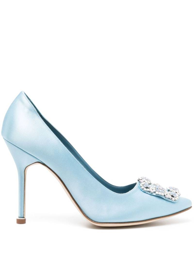 Manolo Blahnik Hangisi Pumps aus Satin 105mm - Blau von Manolo Blahnik