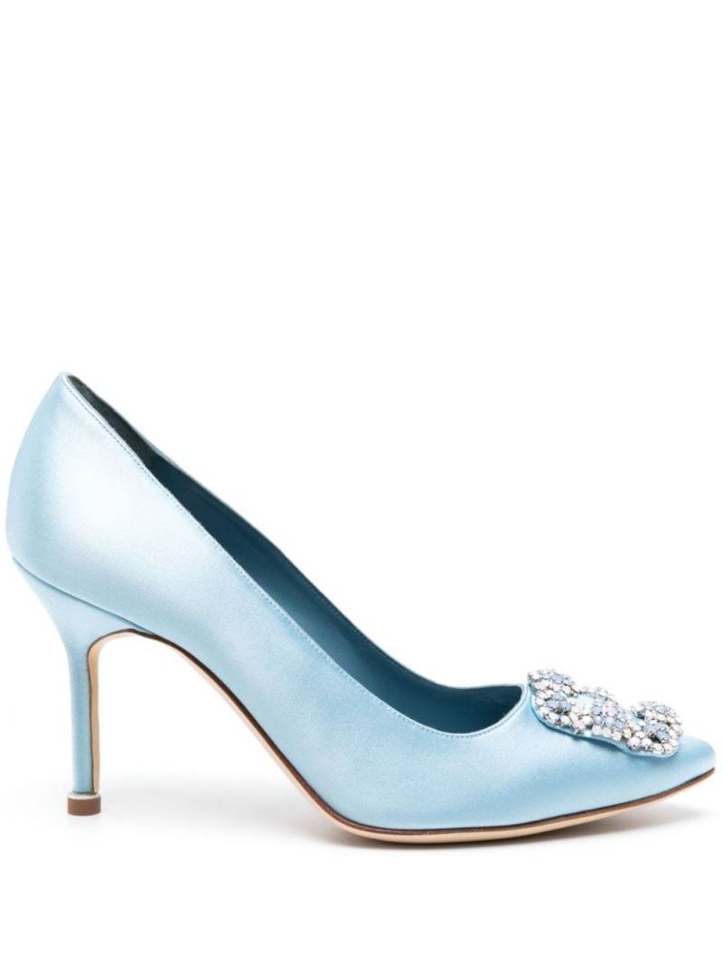 Manolo Blahnik Hangisi Pumps aus Satin 90mm - Blau von Manolo Blahnik