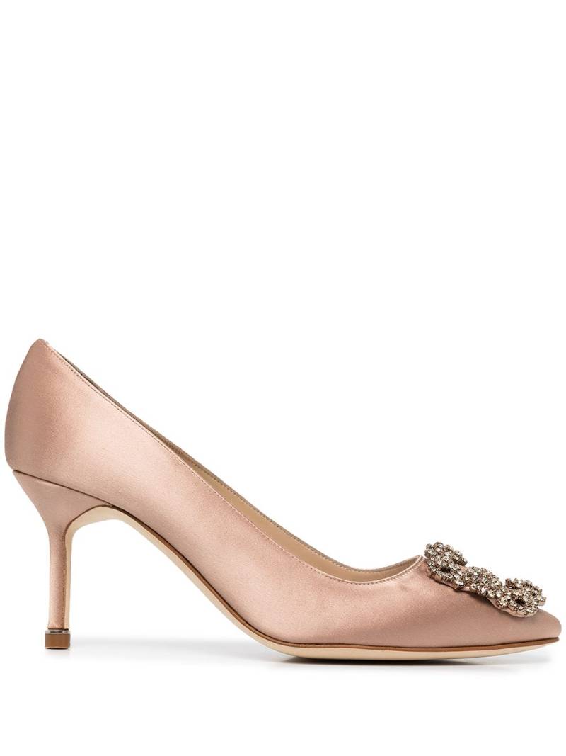 Manolo Blahnik Hangisi Pumps mit Kristallen 70mm - Braun von Manolo Blahnik