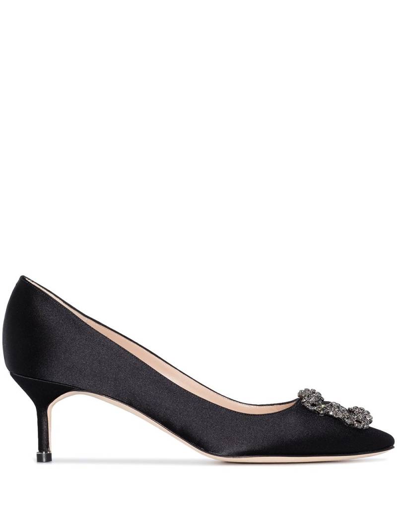 Manolo Blahnik 'Hangisi' Pumps mit Schmuckschnalle, 50mm - Schwarz von Manolo Blahnik