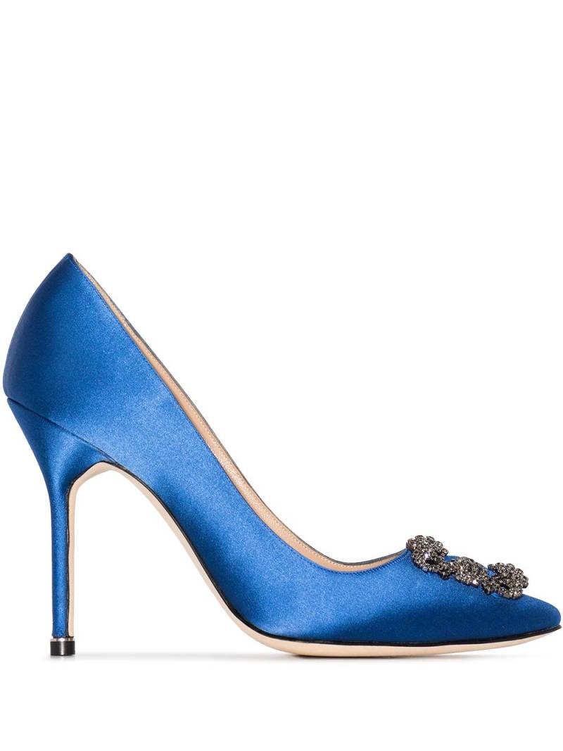 Manolo Blahnik 'Hangisi 105' Satin-Pumps - Blau von Manolo Blahnik