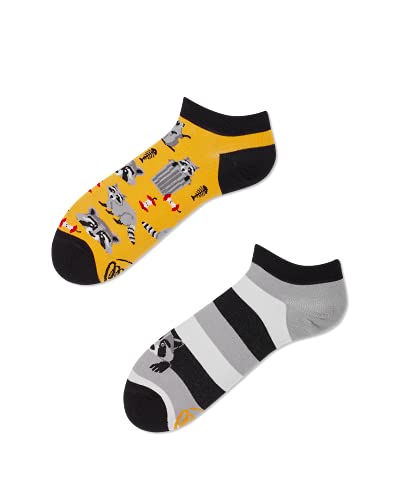 Many Mornings - Raccoon Bandit Low - Mismatched Sneaker Socken - Waschbär (43-46) von Many Mornings