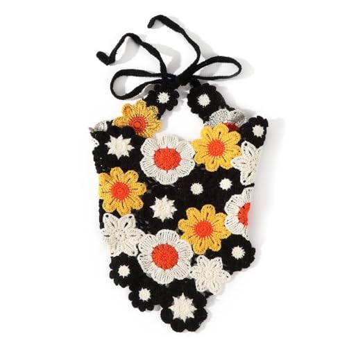 Maouira Frühlings Strick Blumen Kopftuch Für Damen Elegante Damen Kopfbedeckung Dekoratives Haarband Musikfestival Damen Haar Accessoires Dreieckstuch Schal Accessoire von Maouira