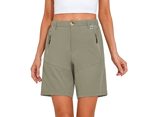 Mapamyumco Damen Stretch Quick Dry Shorts für Wandern, Camping, Reisen Hellgrün L von Mapamyumco