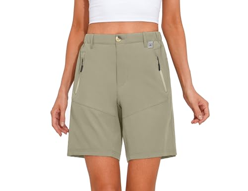 Mapamyumco Damen Stretch Quick Dry Shorts für Wandern, Camping, Reisen Khaki XL von Mapamyumco