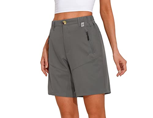 Mapamyumco Damen Stretch Quick Dry Shorts für Wandern, Camping, Reisen Grau S von Mapamyumco