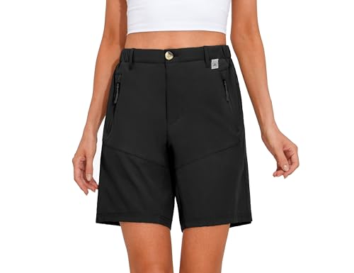 Mapamyumco Damen Stretch Quick Dry Shorts für Wandern, Camping, Reisen Schwarz M von Mapamyumco