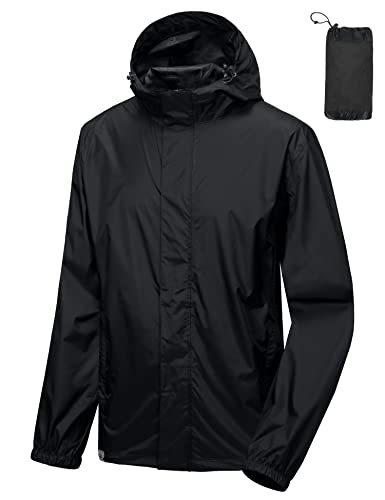 Mapamyumco Men's Lightweight Packable Waterproof Rain Jacket with Hood Schwarz M von Mapamyumco