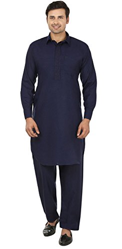 Maple Kleidung Mens Pathani Kurta Salwar Set Indische Partei Wear (Blau, M) von MapleClothing