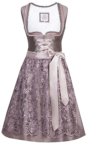 Marjo Dirndl Mette 65er Länge aubergine| Jacquard-Dirndl schlicht elegant | Damen Midi Größe 34 von MarJo Glorious Collection