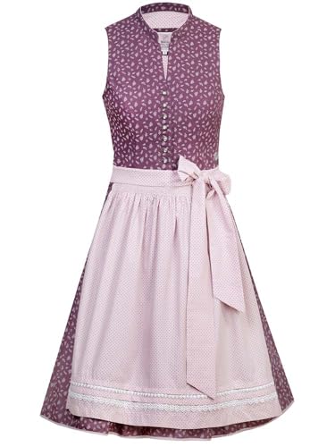 MarJo Graceful Marjo Dirndl Miriam 58cm Länge Pflaume | Hochgeschlossener V-Ausschnitt | Knielang 58cm Rocklänge | Baumwolle Damen Gr 34 von MarJo Graceful