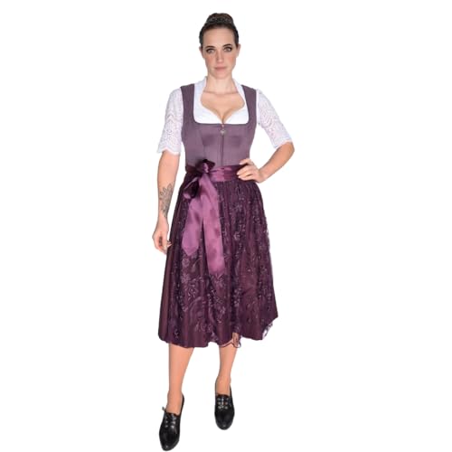 MarJo Damen Trachtenmode Midi Dirndl Isa in Lila Samtdirndl, Größe:38, Farbe:Lila von MarJo